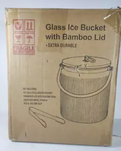 LE'RAZE Glas Eiskübel mit luftdichtem Bambusdeckel, Eiszangenschaufel und Griff - Bild 1 von 12