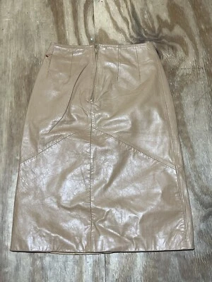 Trek New York Genuine Leather Skirt Women 2 Honey @N5 Pleated Zip - Image 1 of 4