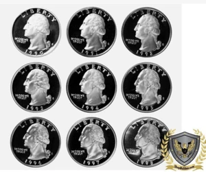 1990-S TO 1998 S Washington Quarter PROOF * CLAD * 9 GEM COIN RUN #3 - Picture 1 of 1