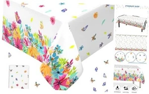 Spring Butterfly Table Cover - Rectangle, Disposable Plastic, Flower Butterfly - Picture 1 of 8