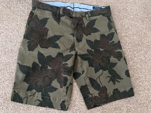 NEW POLO RALPH LAUREN Men's Green Camo Leaf Print 9” Twill Cotton Shorts W30” - Picture 1 of 10