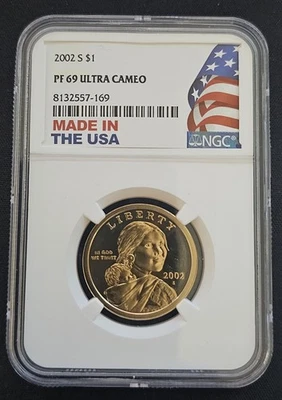 🔥 2002-S Sacagawea Dollar NGC PF69 Ultra Cameo 💎 Deep Mirror Proof Coin USA 🔥 - Image 1 of 4