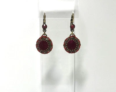 Handgearbeitete Kostüm-Ohrhänger, viktorianisch inspiriert, Samt & Strass 3,8 cm - Bild 1 von 4