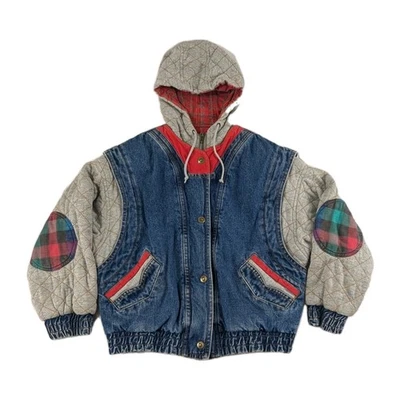 Chaqueta vaquera mujer Current Seen a cuadros talla 10 mediana M vintage años 90 a cuadros cremallera completa Foto 1 de 4