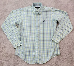 Brooks Brothers Fleece Oxford Shirt Boys Medium Blue Plaid Non Iron Long Sleeve - Picture 1 of 9