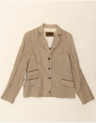 Chaqueta Blazer Mujer MASSIMO DUTTI Talla 40 Mediana Beige Espiga AN05 Foto 1 de 4
