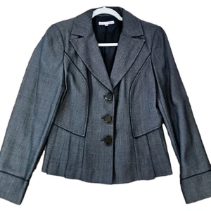 Georgiou Studio Woman’s Gray 3 Button Wool Blend Pleated Blazer Jacket Size 6 - Picture 1 of 6
