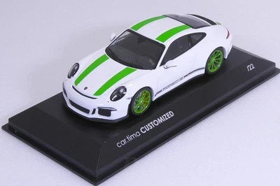 Minichamps 1/43 Porsche 911R 991 2016 White Green Stripe Limited 22 Touring - Immagine 1 di 3