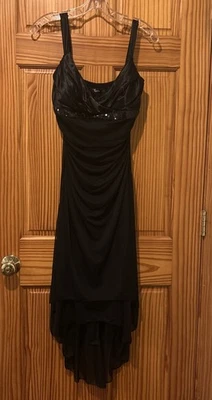 Vintage Y2K Ruby Rox Black Babydoll Ruched Midi Hi-lo Dress Sz. L Prom Goth Dark - Image 1 of 4