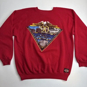 Vintage 90s Harley Davidson Motorcycles 90th Anniversary Sweatshirt XL Red 1993 - Picture 1 of 7