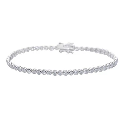 Silverly Bracciale Argento 925 2 mm Zirconi Bianchi Rotondi Sottile Tennis - Immagine 1 di 3