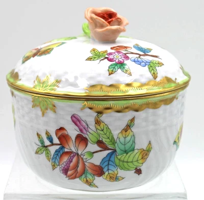 Azúcar y tapa de porcelana Herend Queen Victoria remate rosa naranja 1662 VBO Foto 1 de 4