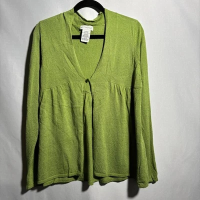 VTG 90s Green One Button Cardigan Sweater Babydoll Fairy Grunge Boho Womens L - Image 1 of 4