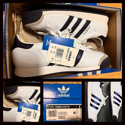 VTG OG Adidas Samoa Lea2 white navy marine W 10 M 8.5 9 EUC tag box VARIANT 00's - Image 1 of 4