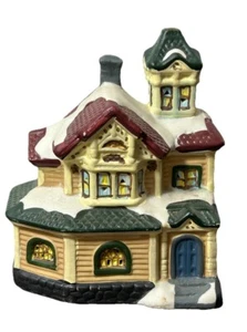 2005 Village Square Victorian House Christmas Snow Ceramic 4”x5”x3” Add A Light - Picture 1 of 13