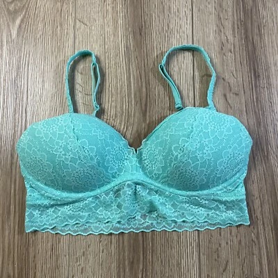Victoria's Secret PINK Green Floral Lace Bralette Size Medium (A-C) - Image 1 of 4