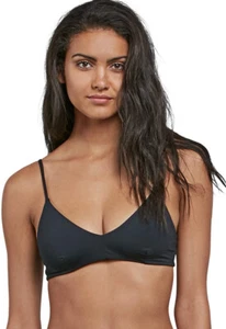 Volcom Simply Seamless Black V-Neck Bikini Swimwear Top WOMEN'S MEDIUM ZP-3919 - Picture 1 of 3