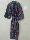 Indian Cotton Kantha Quilt Long Kimono Bath Robe Nightwear Gown Maxi Dress Coat