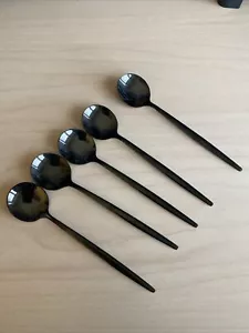 Black Coffee Spoons Set of 5, Stainless Steel 5.1" Titainium Plating Demitass... - Picture 1 of 7