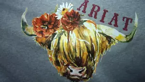 NWT - ARIAT Women’s Relaxed Fit Short Sleeve " Highlander Cow " T-shirt, size XL - Picture 1 of 5