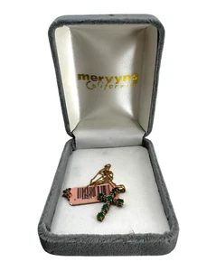 Vintage massiver 10K Gelbgold natürlicher Smaragd und Diamant Kreuz Anhänger Halskette - Bild 1 von 7