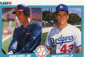 1990 Fleer Baseball Card  #651 - Bobby Rose / Mike Hartley MLP, RC - California 