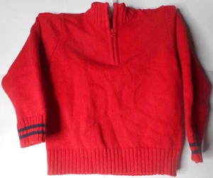 OshKosh B'Gosh Size 5 Boys Kids Red 1/4 Zip Mock Neck Pullover Sweater Sleeves - Picture 1 of 9