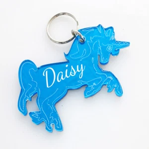 Unicorn Keychain - Engraved Free - Personalized Gift. Keyring - Backpack Tag - Picture 1 of 21
