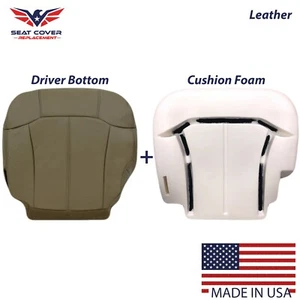 1999-2002 GMC Sierra 1500HD 2500HD LT-Driver Bottom Leather Seat Cover Tan+Foam - Picture 1 of 6