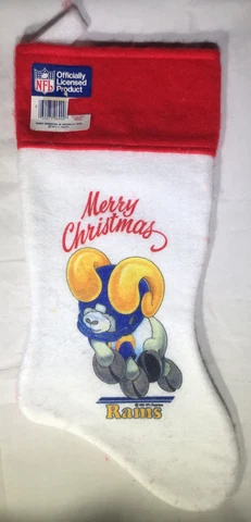 Vintage 1983 Official NFL Los Angeles Rams Christmas Stocking Santa's Best Cover