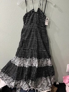 GAP SEXY-HALTER BLK&WHT STRIPES SOFT COTTON WORK PARTY SUMMER MAXI DRESS NWT$88 - Picture 1 of 12
