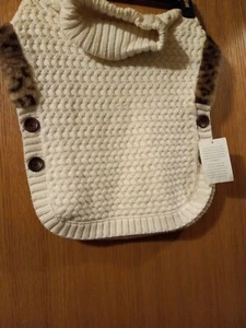 Aspen Kids Girls Cream Poncho w/ Buttons, Leopard Faux Fur Size 3t - Picture 1 of 5