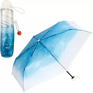 Tabi suru Kissa × Wpc. Cream Soda Folding Vinyl Umbrella 53cm Blue New - Picture 1 of 7