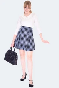 Damenrock Retro Knopfdetail grau Schottenmuster Vintage-Stil - Bild 1 von 5