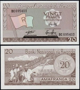RWANDA 20 FRANCS (P6e) 1976 UNC - Picture 1 of 1