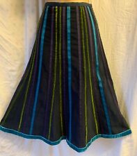 BODEN Panelled Midi Velvet Cord Size 10 Multi Striped Flare Quirky Womens Skirt
