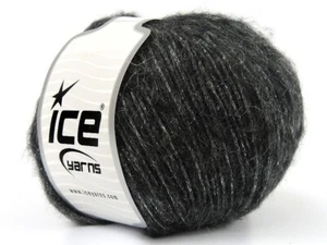 Charm Black Silver 80423 Ice Yarns DK Mohair Wool Blend w/ Sparkle 50gr 218yds - Picture 1 of 8