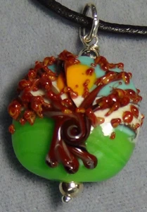 collar árbol otoño otoño naranja hojas plata de ley #221 - Imagen 1 de 5