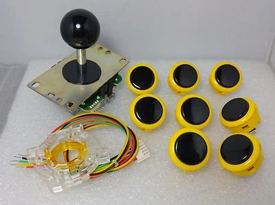Juego de 8 piezas Japón Sanwa Mezcla Amarillo Negro Botones y Joystick Negro y Piezas GT-Y Foto 1 de 4