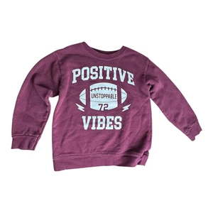 Garanimals Boys Sweater Size 4T Burgundy Red Football Positive Vibes #72 Soft - Picture 1 of 3