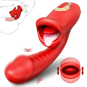 3 in 1 Tongue Rose Sex Toy Realistic Dildo Vibrators G Spot Vibrator for Women - Picture 1 of 8