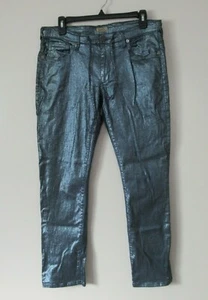 True Religion Audrey Slim Relaxed1764 Straight Mid Rise Gray/Metalic Pants Sz 27 - Picture 1 of 6