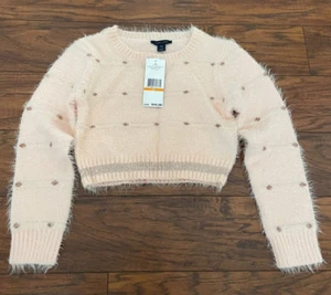 TOMMY HILFIGER PINK CROPPED girls’ sweater, Size 7 - Picture 1 of 8