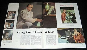 PERRY COMO 1952 CUTS A RECORD STUDIO COLOR PHOTO PICTORIAL RCA VICTOR - Picture 1 of 1