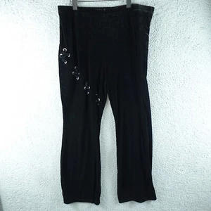 Black Friday Womens Pants 18 Black Velvet Flare Elastic Gothic Rock Casual - Picture 1 of 9