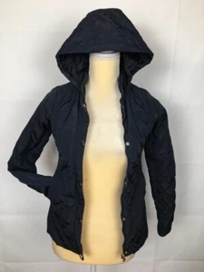 Girl's Navy Blue quilted coat Hooded Jacket size L 12 - Picture 1 of 3