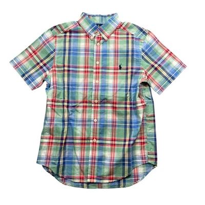 Ralph Lauren Boys Medium Button Up Plaid Shirt Button Down Collar Short Sleeve - Image 1 of 4