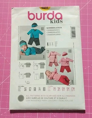 BURDA  Pattern 9451 Toddlers' Coordinates Size 1-12 m UNCUT - Image 1 of 3