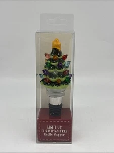 Light Up Ceramic Christmas Tree Bottle Stopper Multi-Colored Flashing Led - Picture 1 of 3