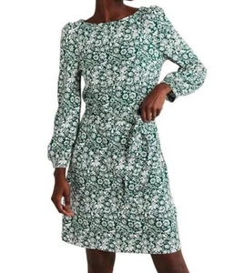 Boden Kelly Green White Ditsy Floral Belted Dress Knee length Size 8 Career Y23 - Picture 1 of 11